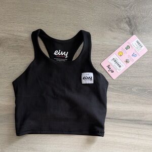 Ribbed Black Sports Bra Crop Tank